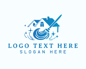 Blue - House Mop Housekeeping logo design