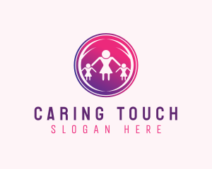 Caregiver - Woman Children Family logo design