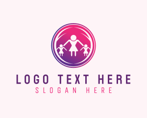 Caregiver - Woman Children Family logo design