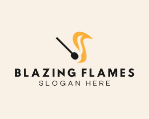 Matchstick Flame Blaze logo design