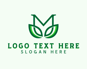 Vegan - Organic Herb Letter M logo design