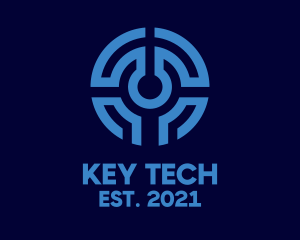 Blue Tech Circuit logo design