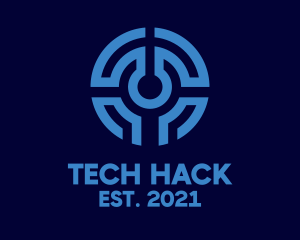 Blue Tech Circuit logo design