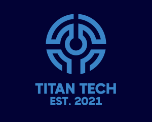 Blue Tech Circuit logo design