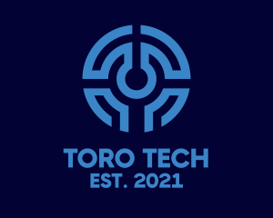 Blue Tech Circuit logo design