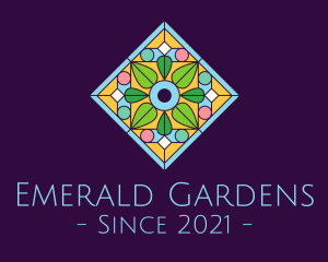 Mandala Flower Stained Glass logo design