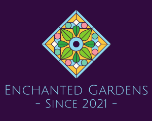 Mandala Flower Stained Glass logo design