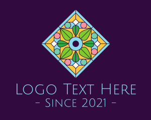 Mosaic - Mandala Flower Stained Glass logo design