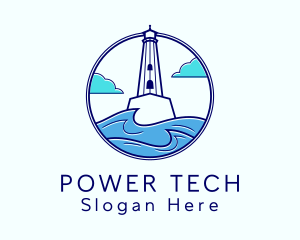 Seaside - Blue Coast Lighthouse logo design