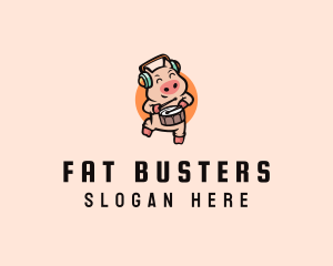 Fat - Musical Pig Drums logo design