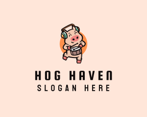 Hog - Musical Pig Drums logo design