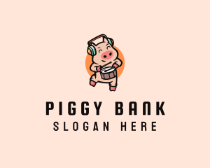 Pig - Musical Pig Drums logo design