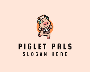 Piglet - Musical Pig Drums logo design