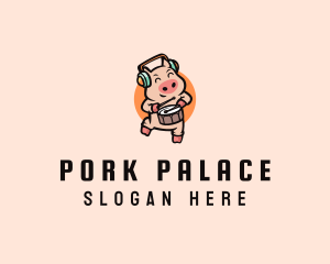 Swine - Musical Pig Drums logo design