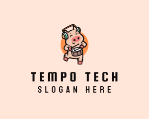 Tempo - Musical Pig Drums logo design