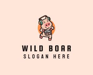 Boar - Musical Pig Drums logo design
