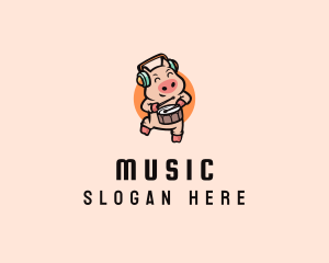 Musical Pig Drums logo design
