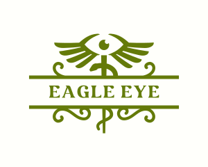 Caduceus Wings Eye logo design