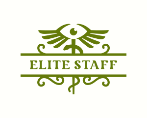 Staff - Caduceus Wings Eye logo design