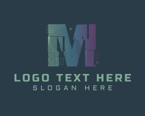 Youtube Channel - Modern Glitch Letter M logo design