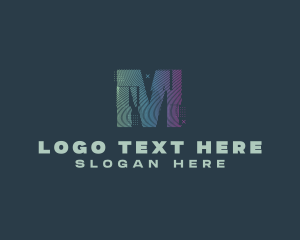 Modern Glitch Letter M logo design