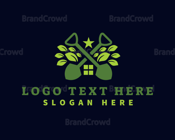 Shovel House Leaf Landscaping Logo