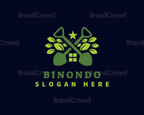 Shovel House Leaf Landscaping Logo