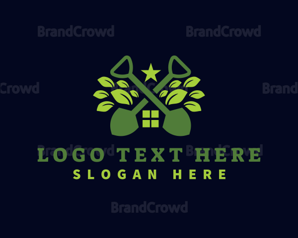 Shovel House Leaf Landscaping Logo