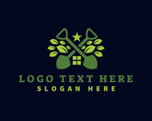 Landscaper - Shovel House Leaf Landscaping logo design