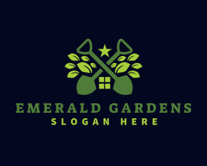 Shovel House Leaf Landscaping logo design