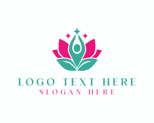 Fitness - Floral Leaf Meditation logo design