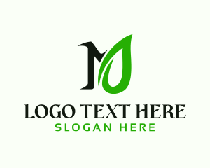 Minimalist - Eco Leaf Letter M logo design