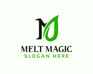 Eco Leaf Letter M logo design