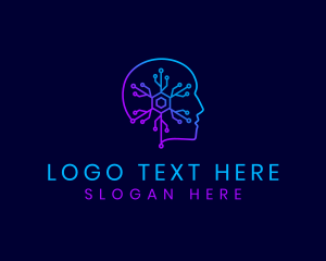 Nodes - Digital Head AI logo design