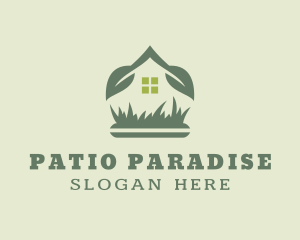 Patio - House Leaf Sprout Lawn logo design