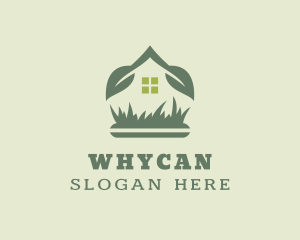 Grass - House Leaf Sprout Lawn logo design