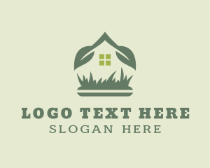 Patio - House Leaf Sprout Lawn logo design