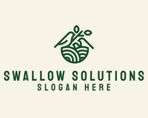 Swallow - Bird Family Nest logo design