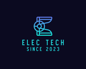 Electronic Tech Letter E logo design