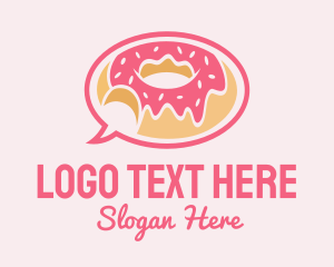 Doughnut Shop - Strawberry Donut Chat logo design