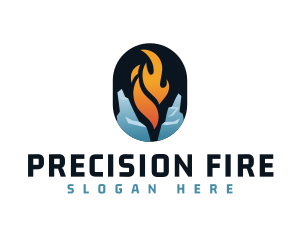 Round Fire Ice logo design