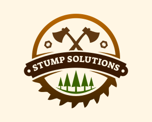 Stump - Axe Lumber Carpentry Badge logo design