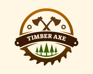 Axe Lumber Carpentry Badge logo design