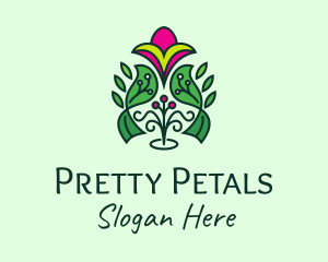 Pink Ornamental Flower  logo design