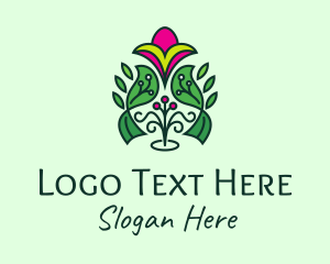 Pink Ornamental Flower  Logo