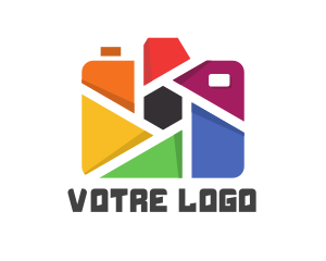 Colorful Camera Hexagon Logo