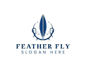 Quill Pen Feather logo design