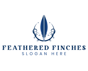 Quill Pen Feather logo design