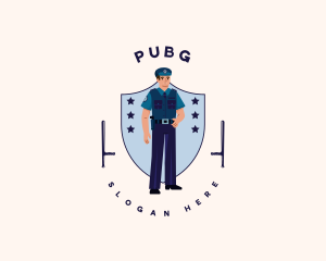 Police Cap - Police Officer Baton logo design