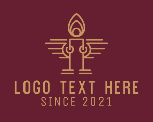 Light - Gold Spiritual Candlestick logo design